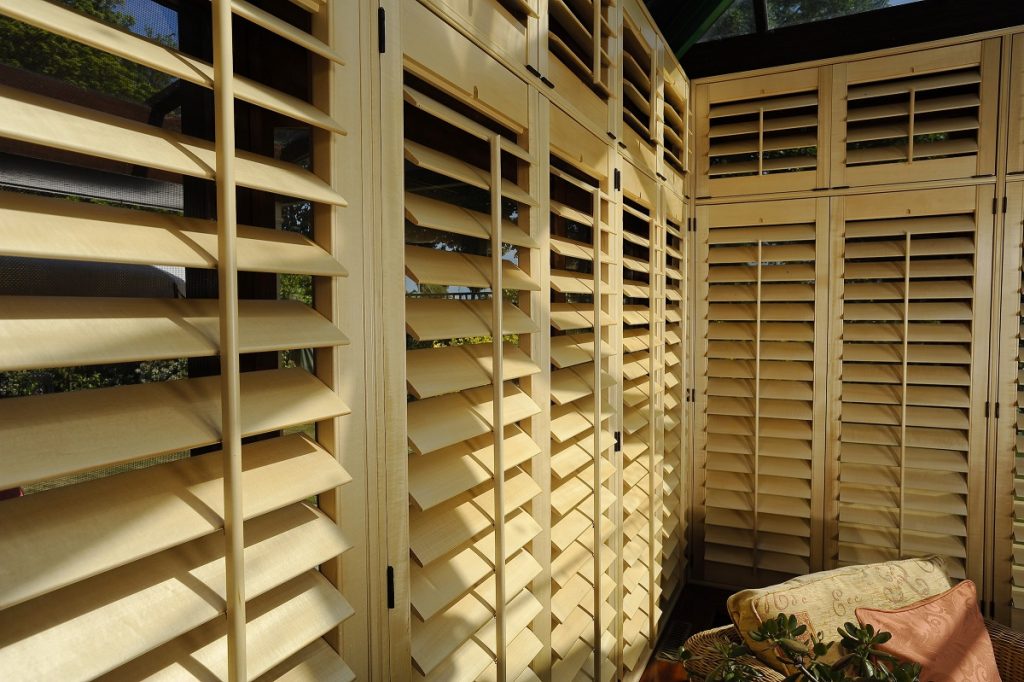 close-up of conservatory shutters