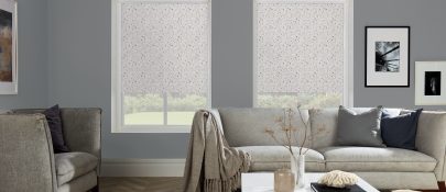 two sets of perfect fit blinds in living room