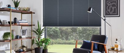 black pleated blinds