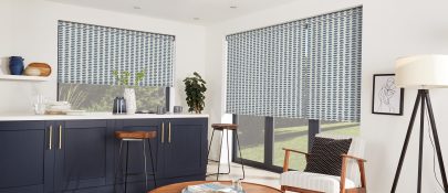 blue and white roller blinds