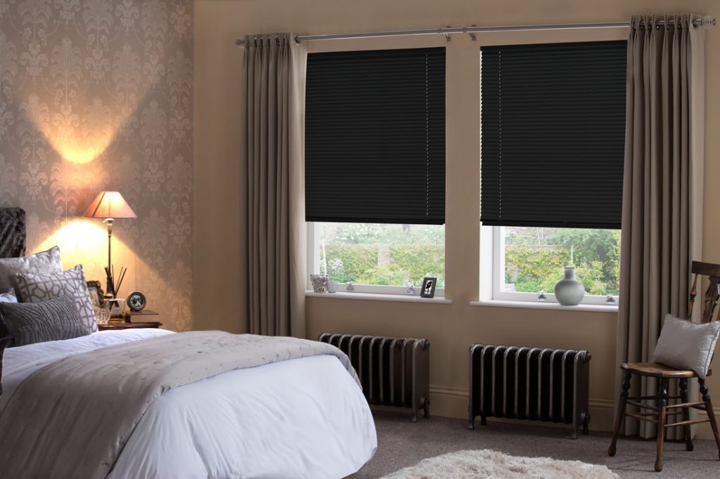 matte black bedroom blinds