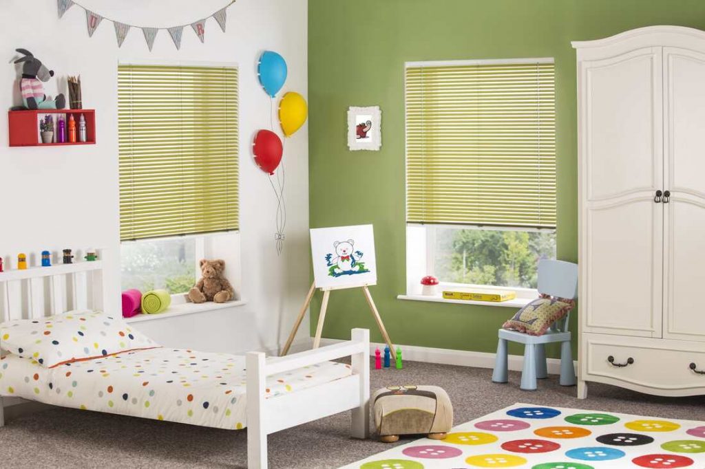 green children blinds in bedroom