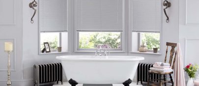platinum venetian blinds in bathroom